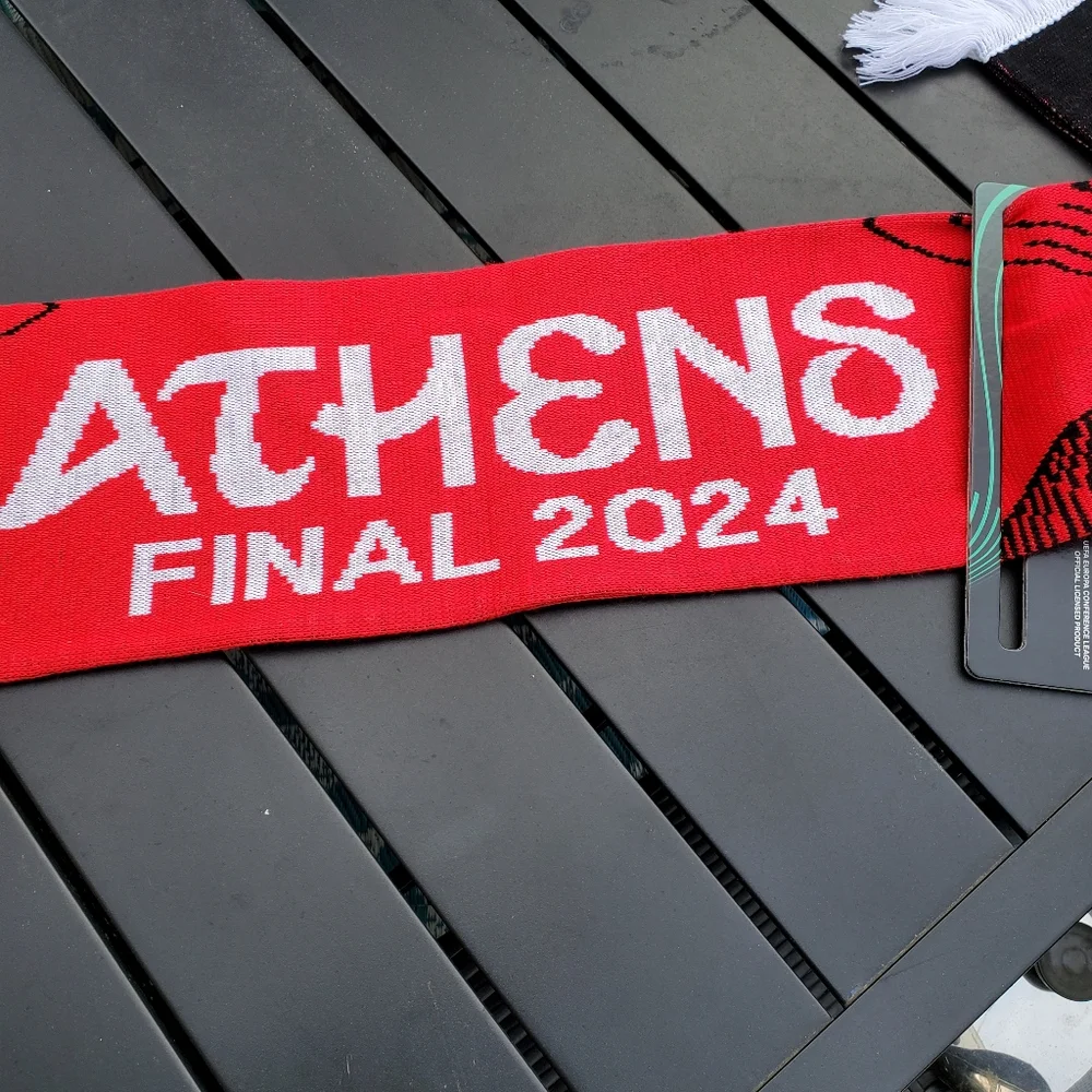 UEFA Europa Conference League‎ Athens Finals 2024 Red Black Scarf Soccer